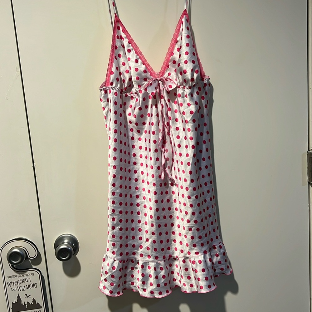 Victoria’s Secret Pink Polka-Dot Satin Slip